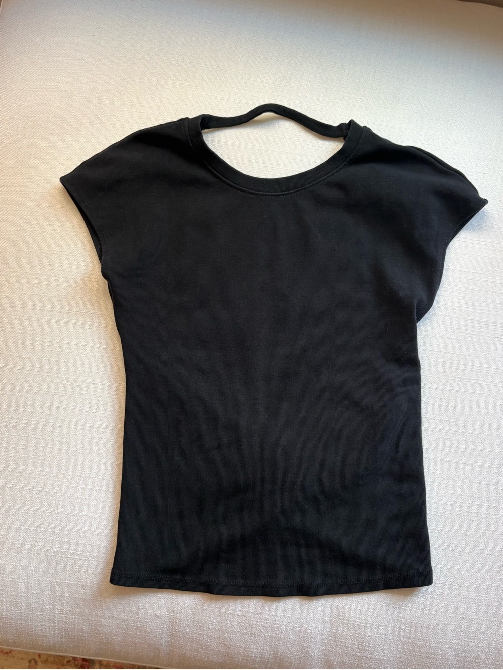 Zara Black Short-Sleeve Tee with Back Strap Detail